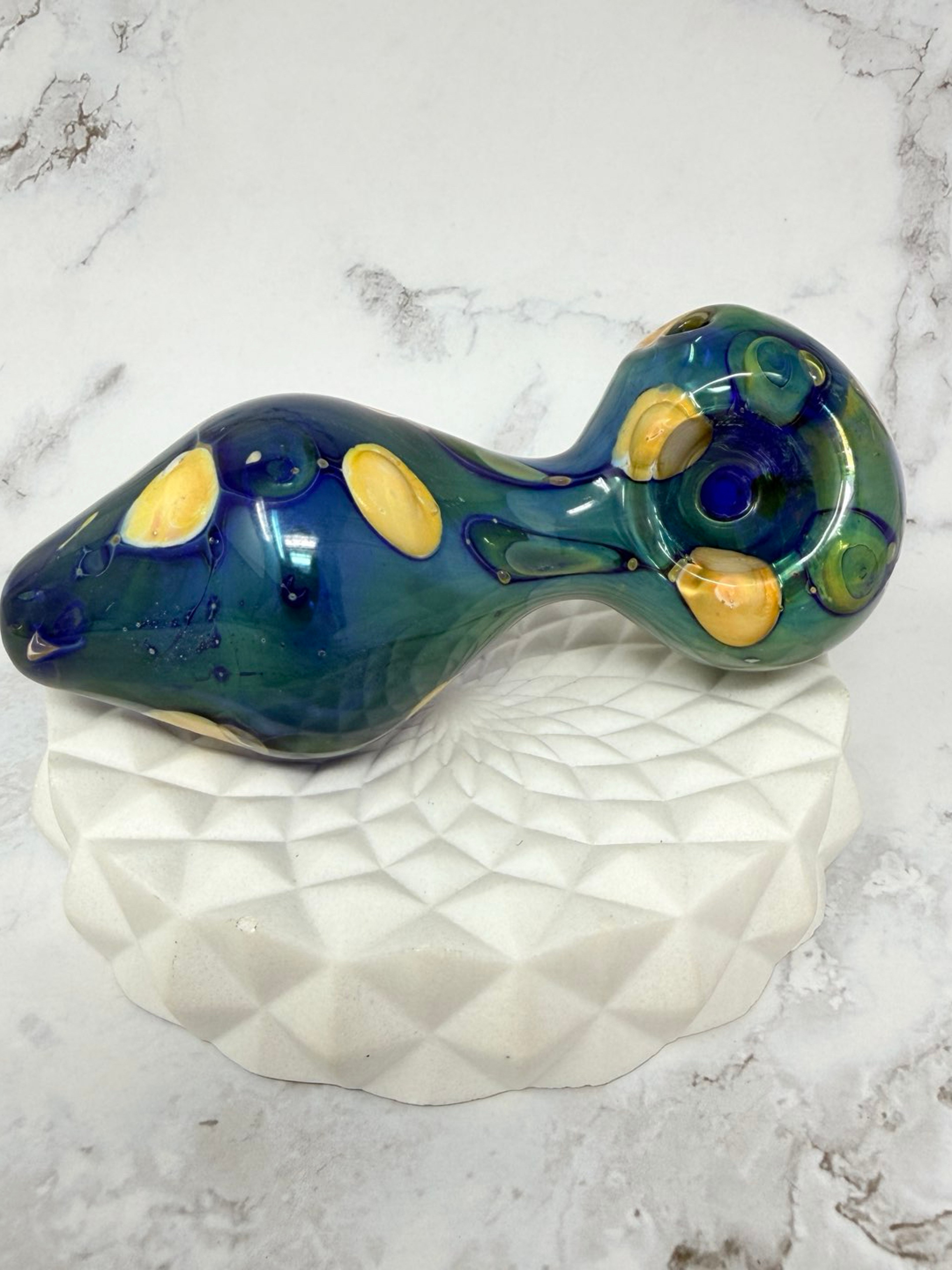 4.75” Handmade Cosmic Blue Glass Pipe image 0