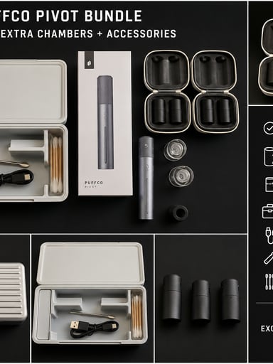 Preview pic of Puffco Pivot Bundle + 5 Chambers + 2 Glass + 1 ceramic Tops + Travel Case
