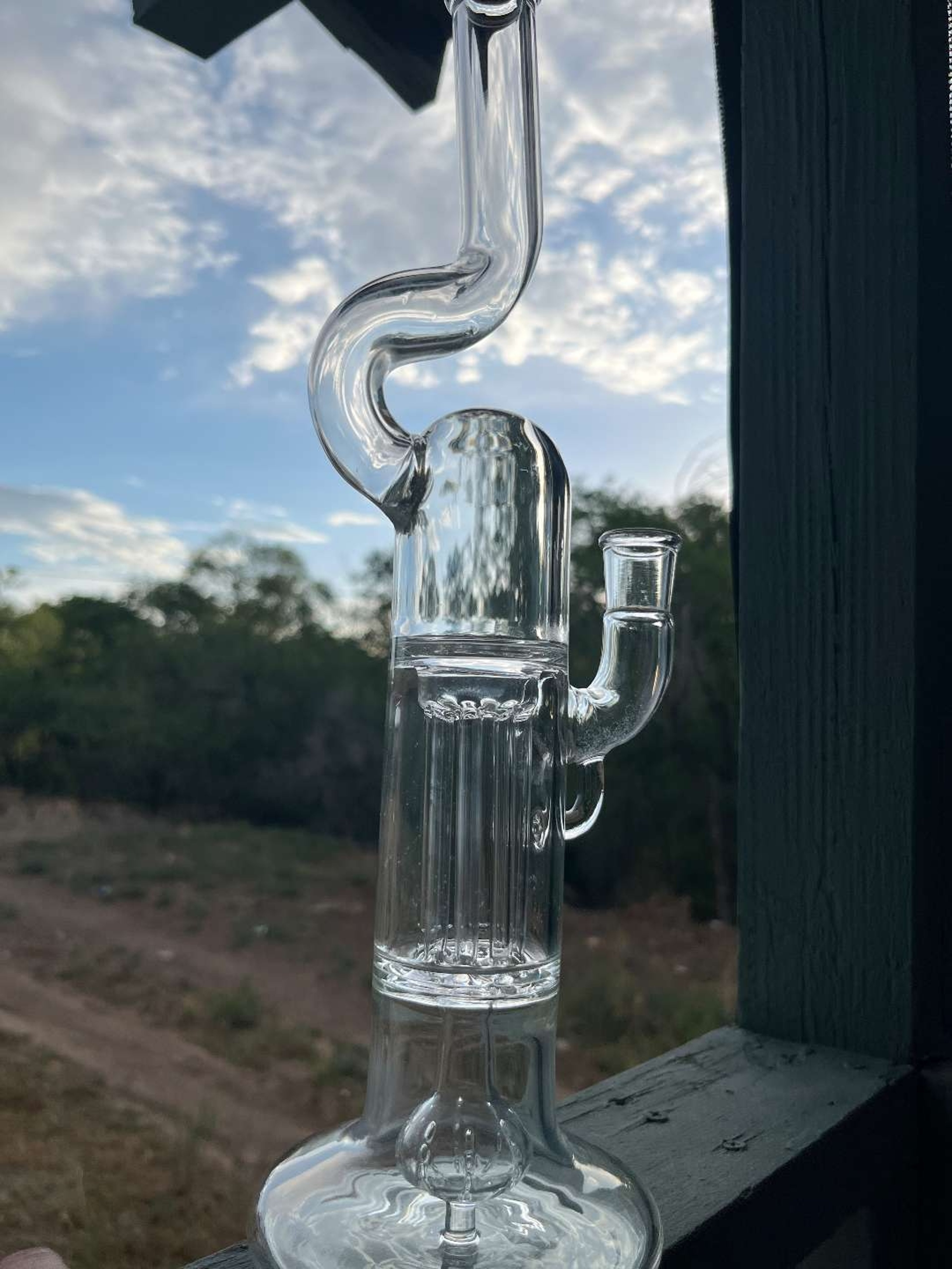 Preview pic of Hollow foot pillar by vintage glass *NO RESERVE*