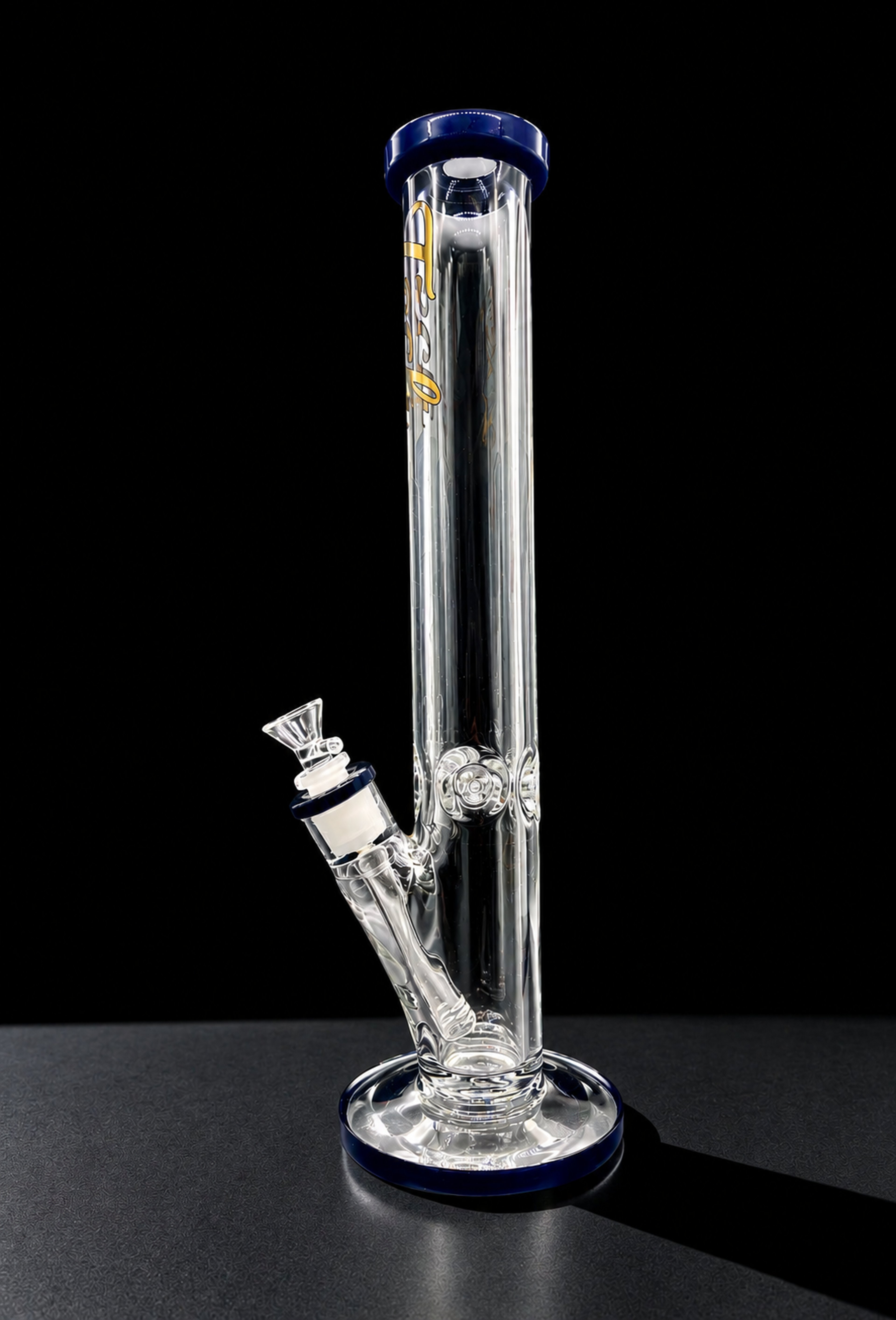 Preview pic of 16” Straight Tube Glass Bong – 9mm Thick Heavy Glass Water Pipe w/ 14mm Bowl & Black Accents