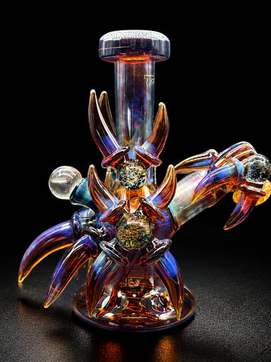 Preview pic of 6” Amber Color-Changing Claw Art Glass Bong w/ 14mm Matching Art Bowl – Model 123S-120