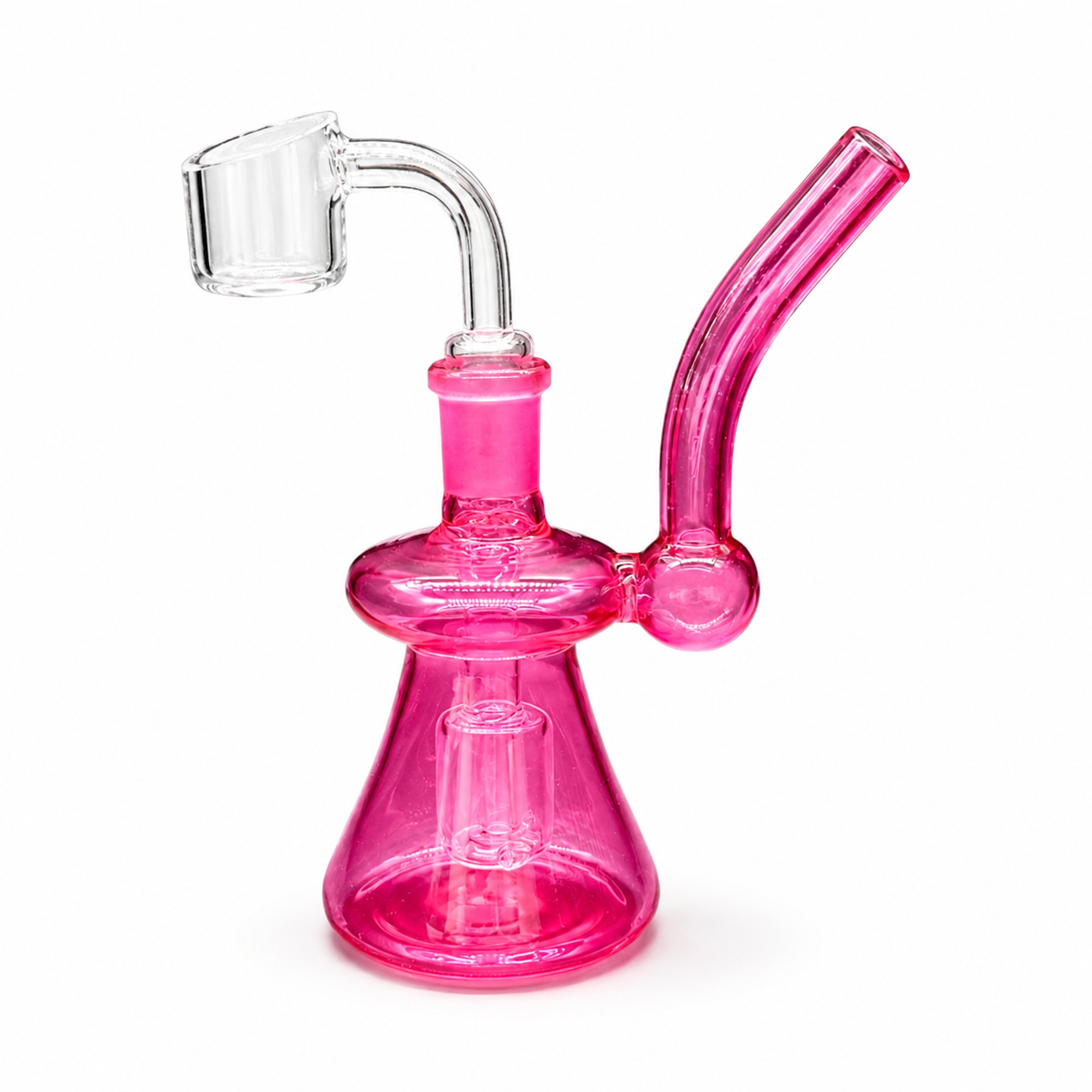 Mini Pink Glass Dab Rig with 14mm Quartz Banger – Compact Water Pipe Oil Rig image 0