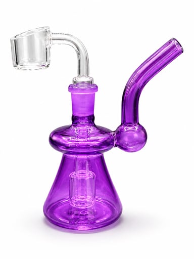 Preview pic of Mini Purple Glass Dab Rig with 14mm Quartz Banger – Compact Water Pipe Oil Rig