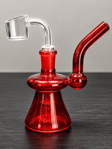 Preview pic of Mini Red Glass Dab Rig with 14mm Quartz Banger – Compact Water Pipe Oil Rig