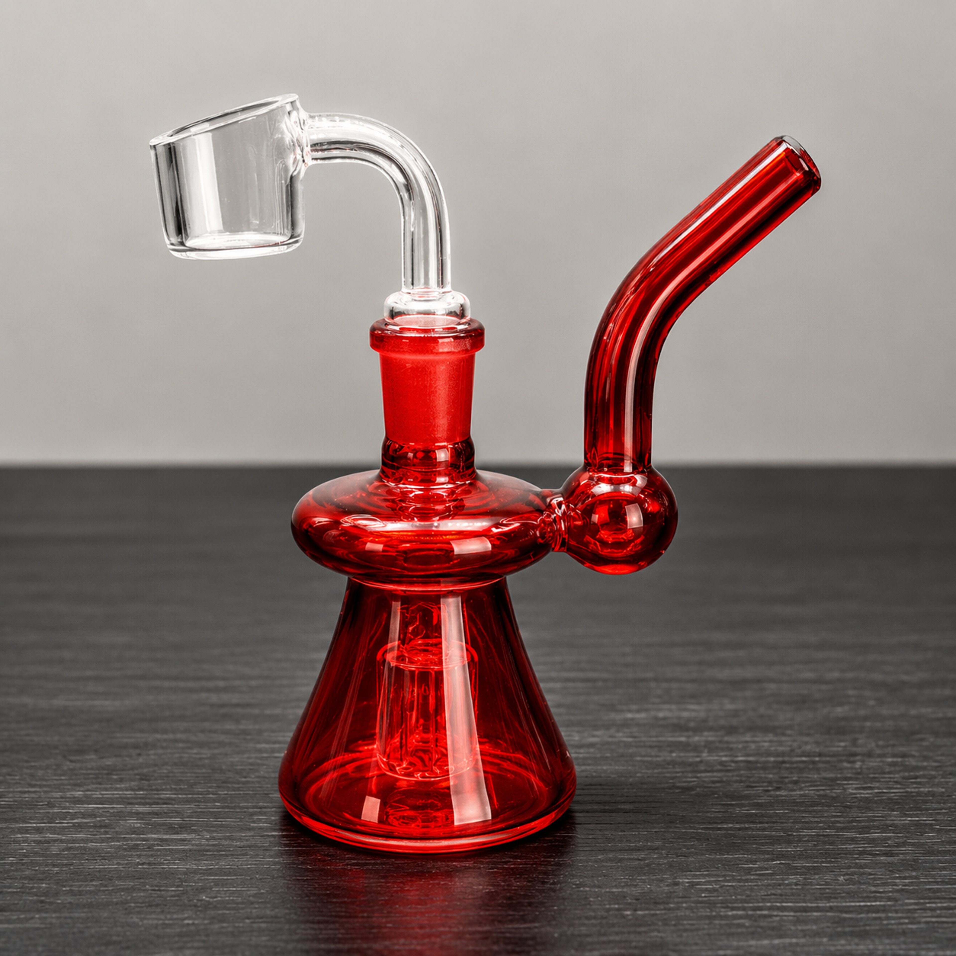 Mini Red Glass Dab Rig with 14mm Quartz Banger – Compact Water Pipe Oil Rig image 0