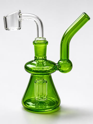 Preview pic of Mini Green Glass Dab Rig with 14mm Quartz Banger – Compact Water Pipe Oil Rig