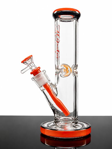 Preview pic of Hipster 10” Glass Bong w/ 14mm Slide & Downstem – Red Glow Accent