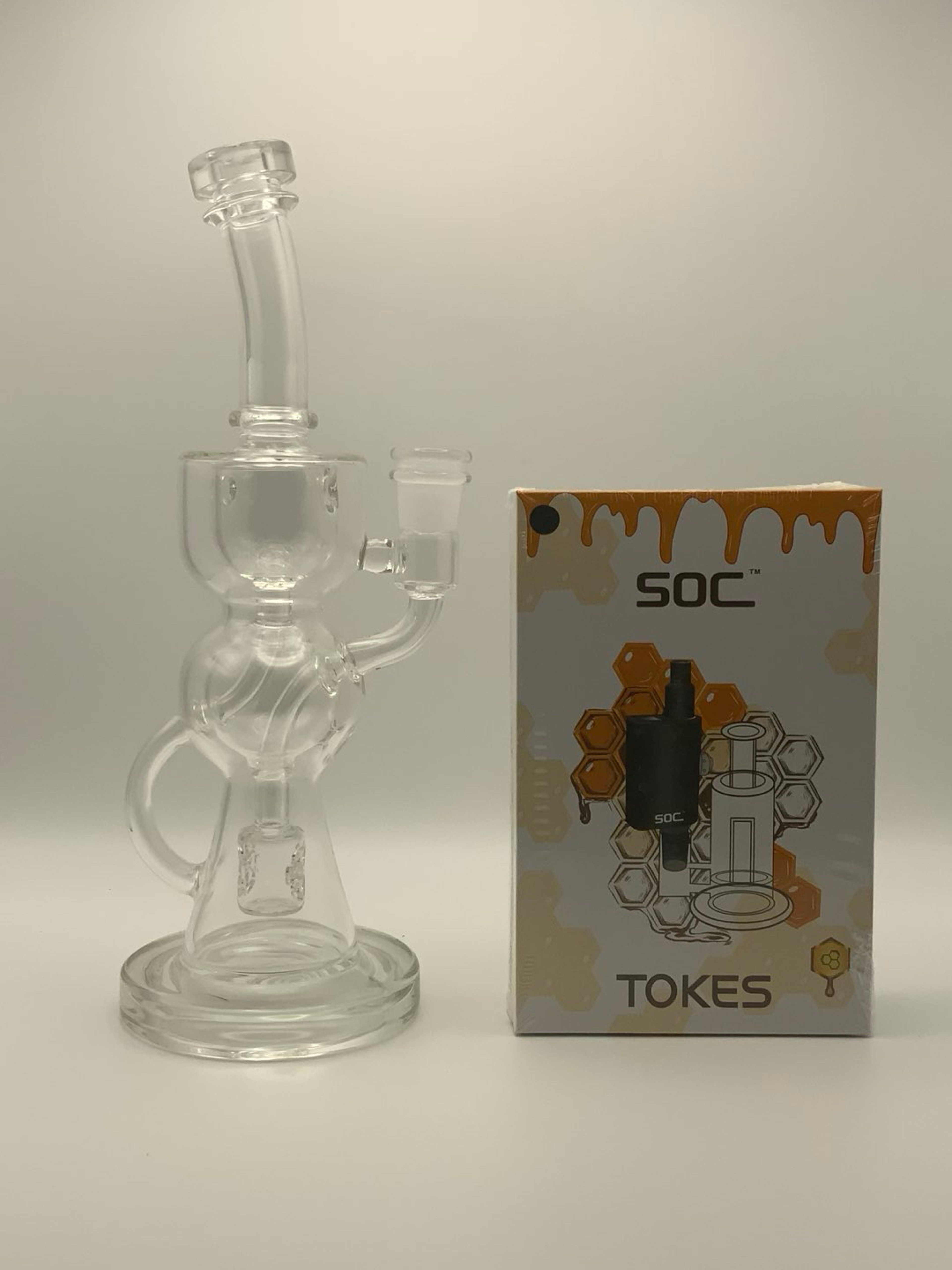 Preview pic of COMBO - SOC Tokes Dual Use Wax Vaporizer Portable E-Nail and 9” to 10” Premium Glass percolator