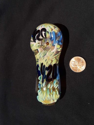 Preview pic of 4:20, inside out, color changing, borosilicate glass pipe. FREE SHIPPING
