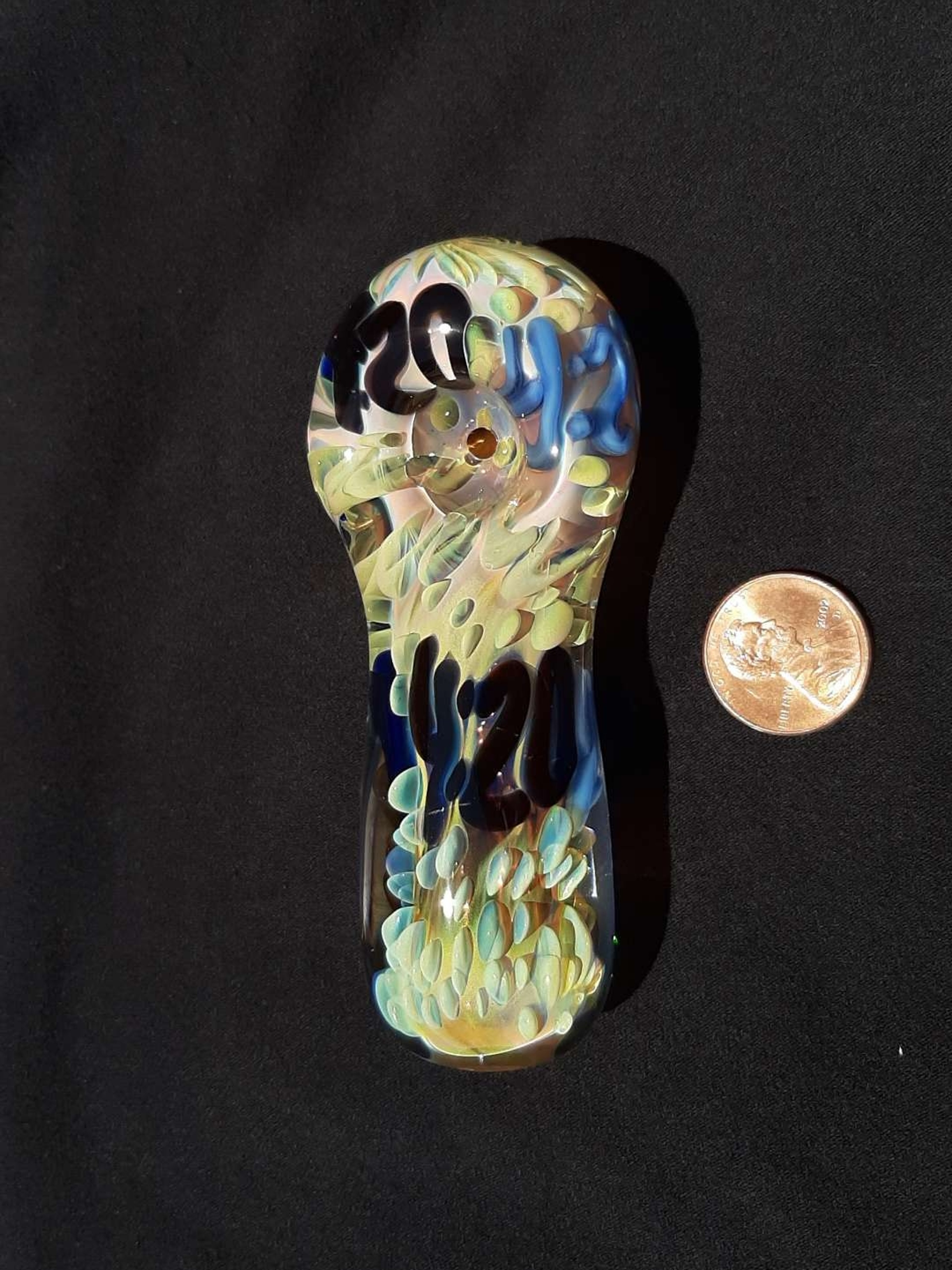 4:20, inside out, color changing, borosilicate glass pipe. FREE SHIPPING image 0