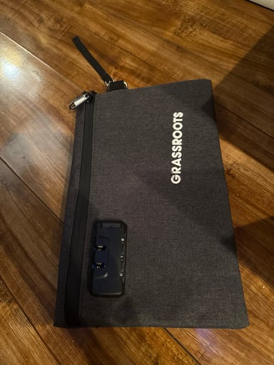 Preview pic of Grassroots branded lockable bag with combination new
