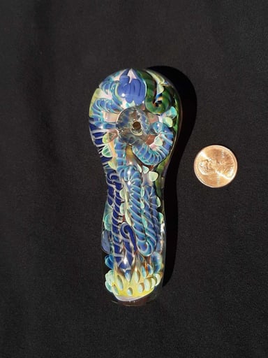 Preview pic of Inside out, color changing, borosilicate glass pipe.  FREE SHIPPING