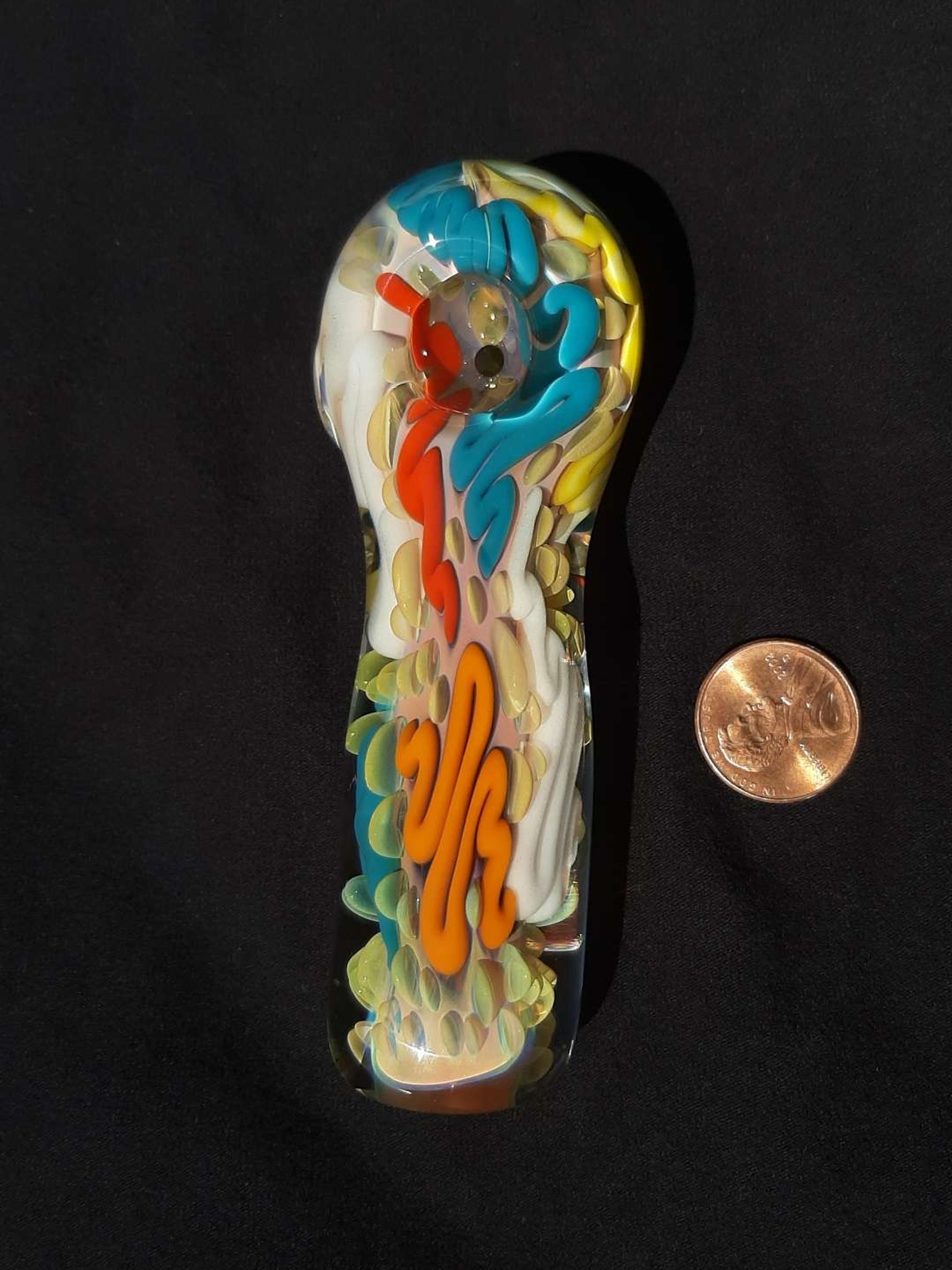 Preview pic of Inside out, color changing, borosilicate glass pipe.  FREE SHIPPING