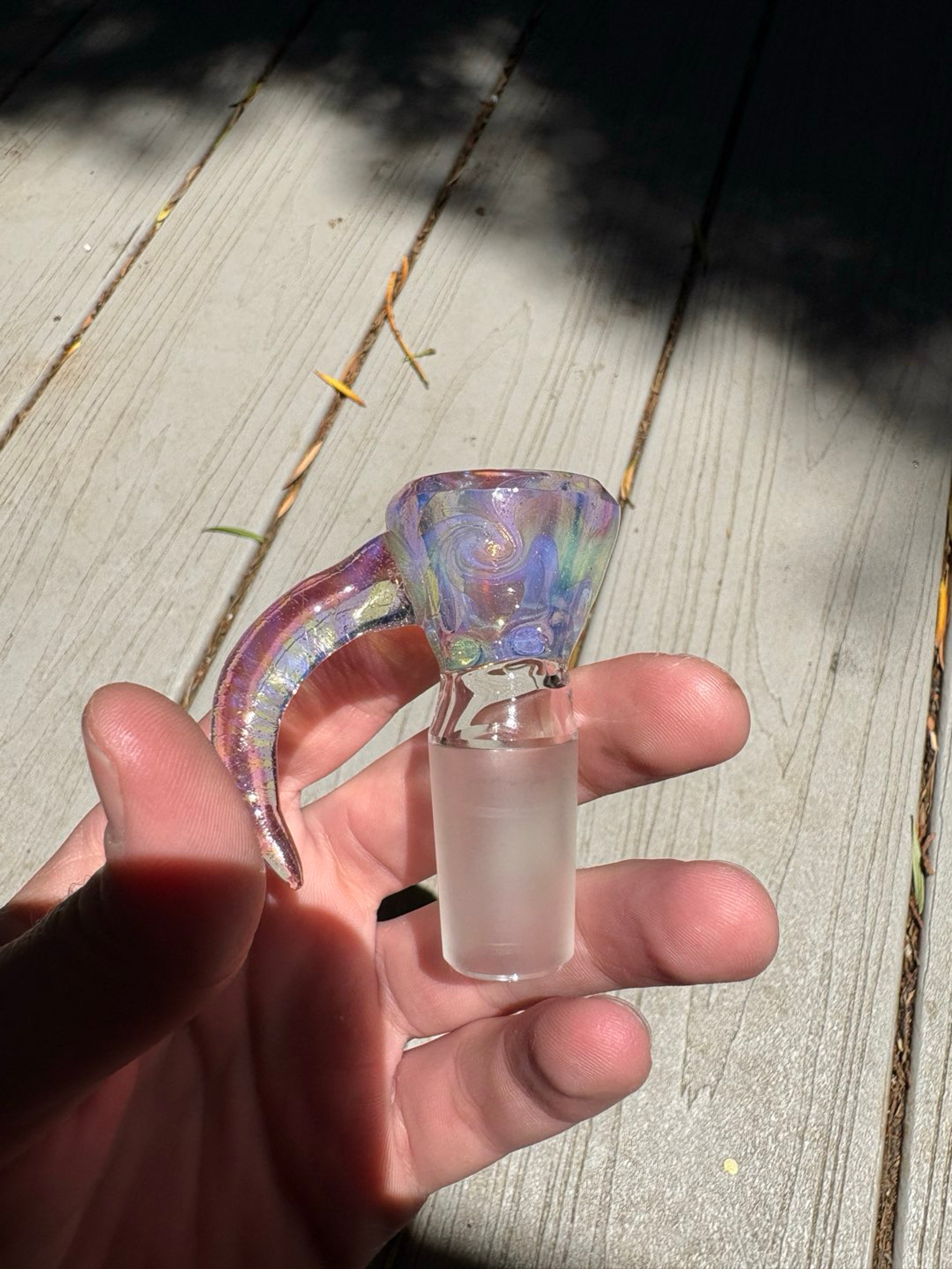 Purple Lilac and Sunset Slyme 18mm 4 hole Slide with beveled rim image 0