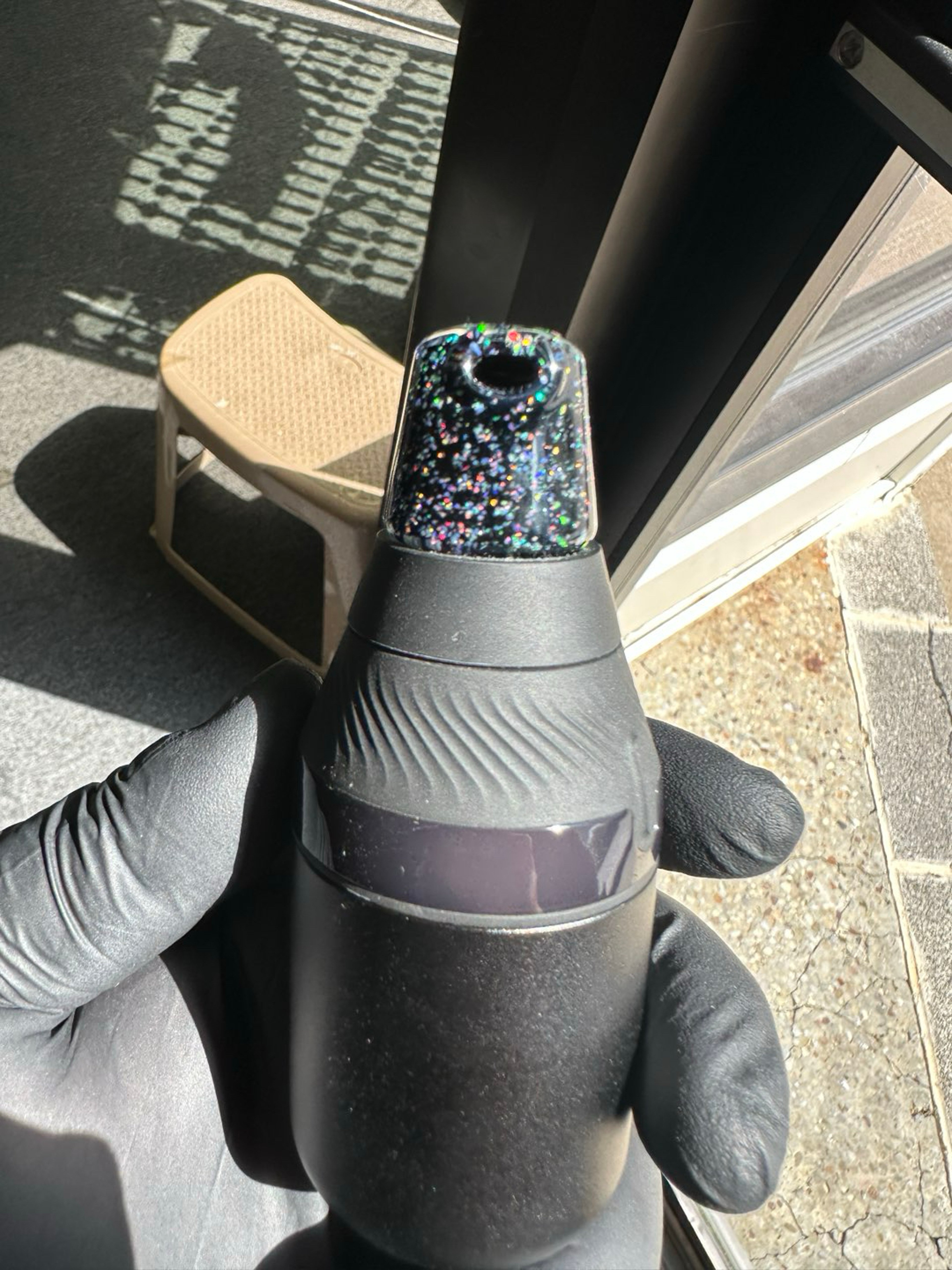 Preview pic of HappyTime Glass Core Mouthpiece White Cropal over Galaxy