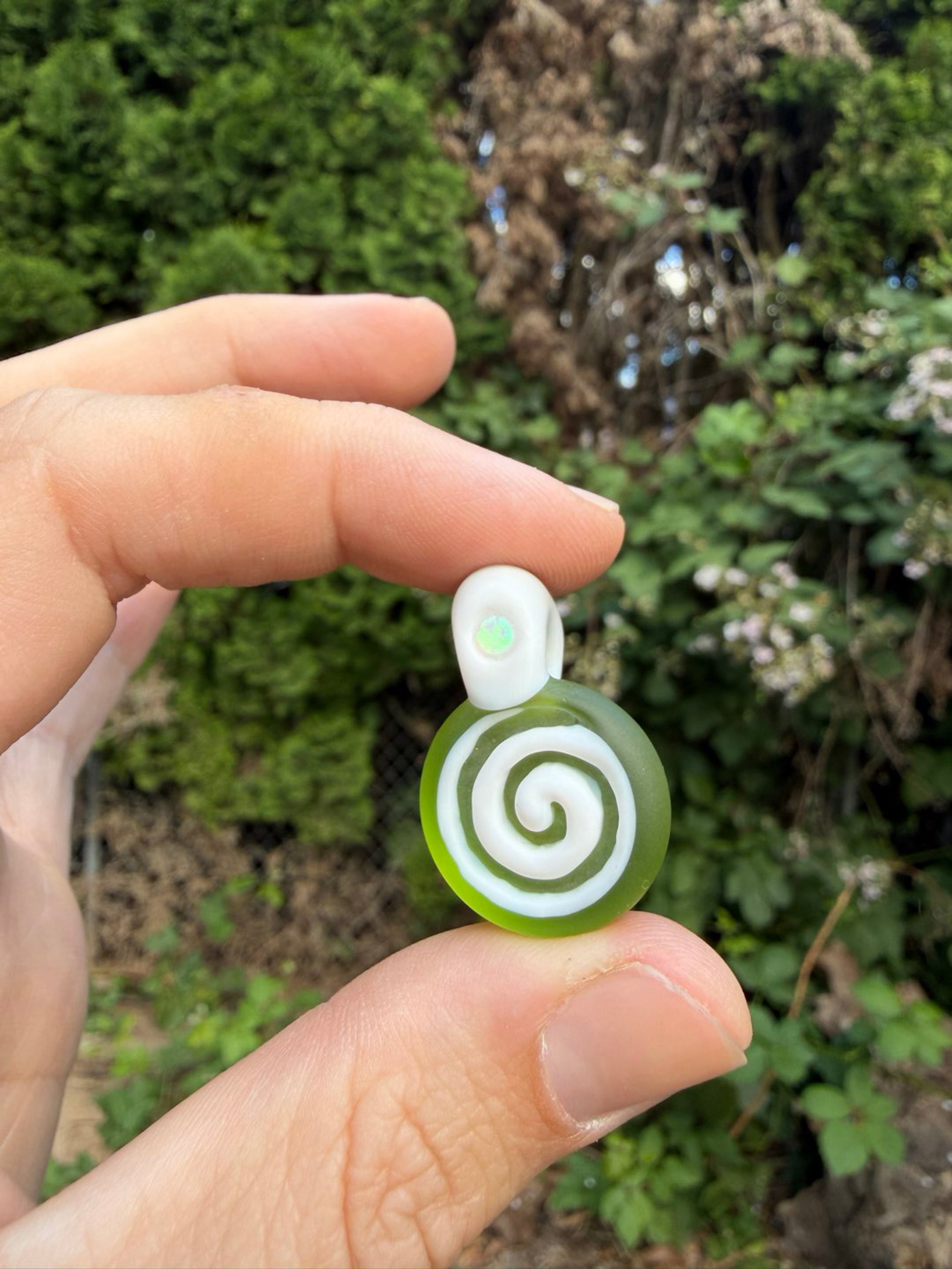 Preview pic of Clouded Glass Green Spiral 🌀😵‍💫