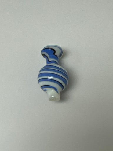 Preview pic of Directional carb cap, white and blue swirl