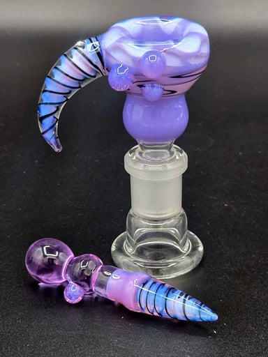 Preview pic of Purple 14mm Slide With Horn And Poker