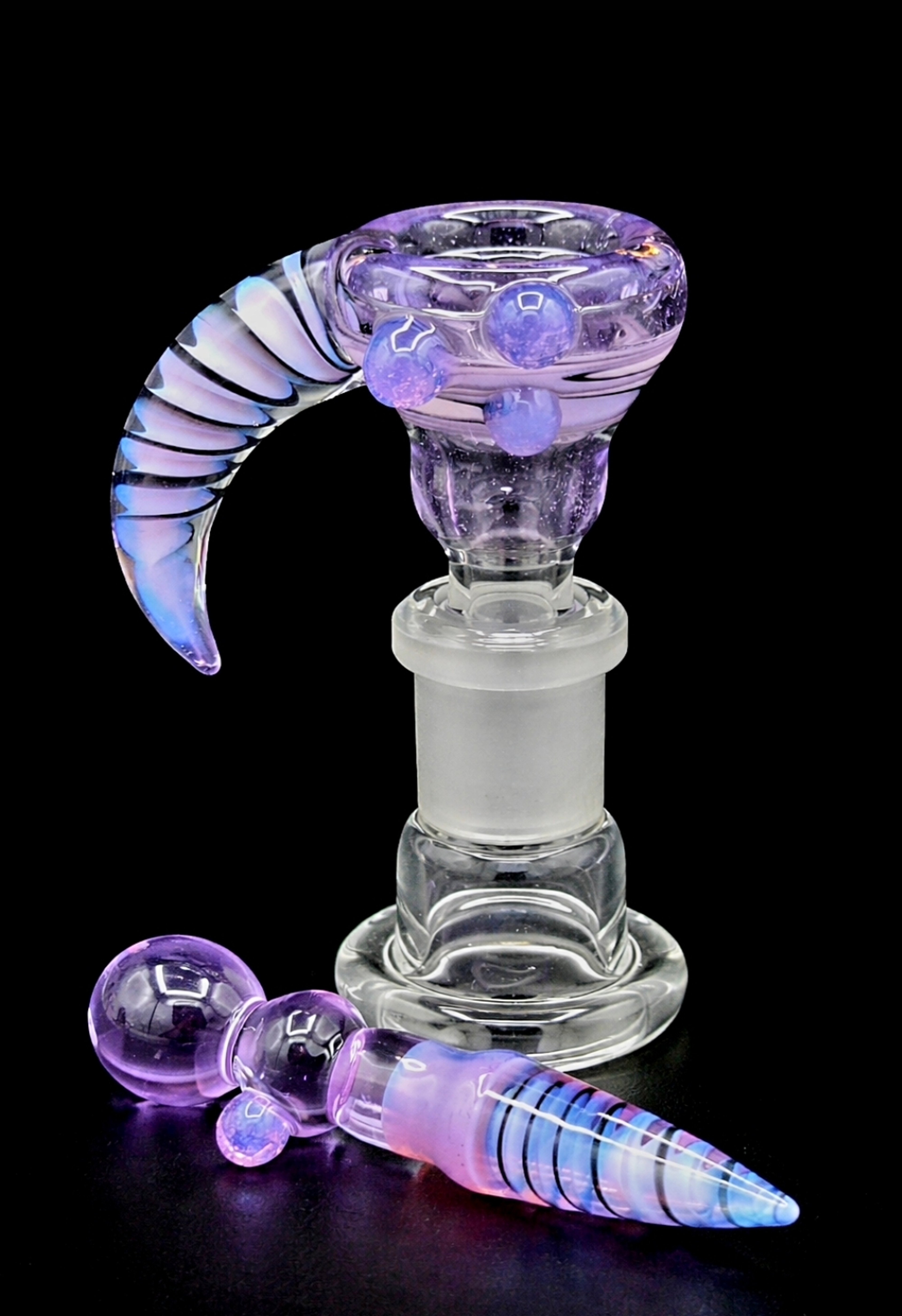 Purple Rain 14mm Slide With Horn And Poker image 0