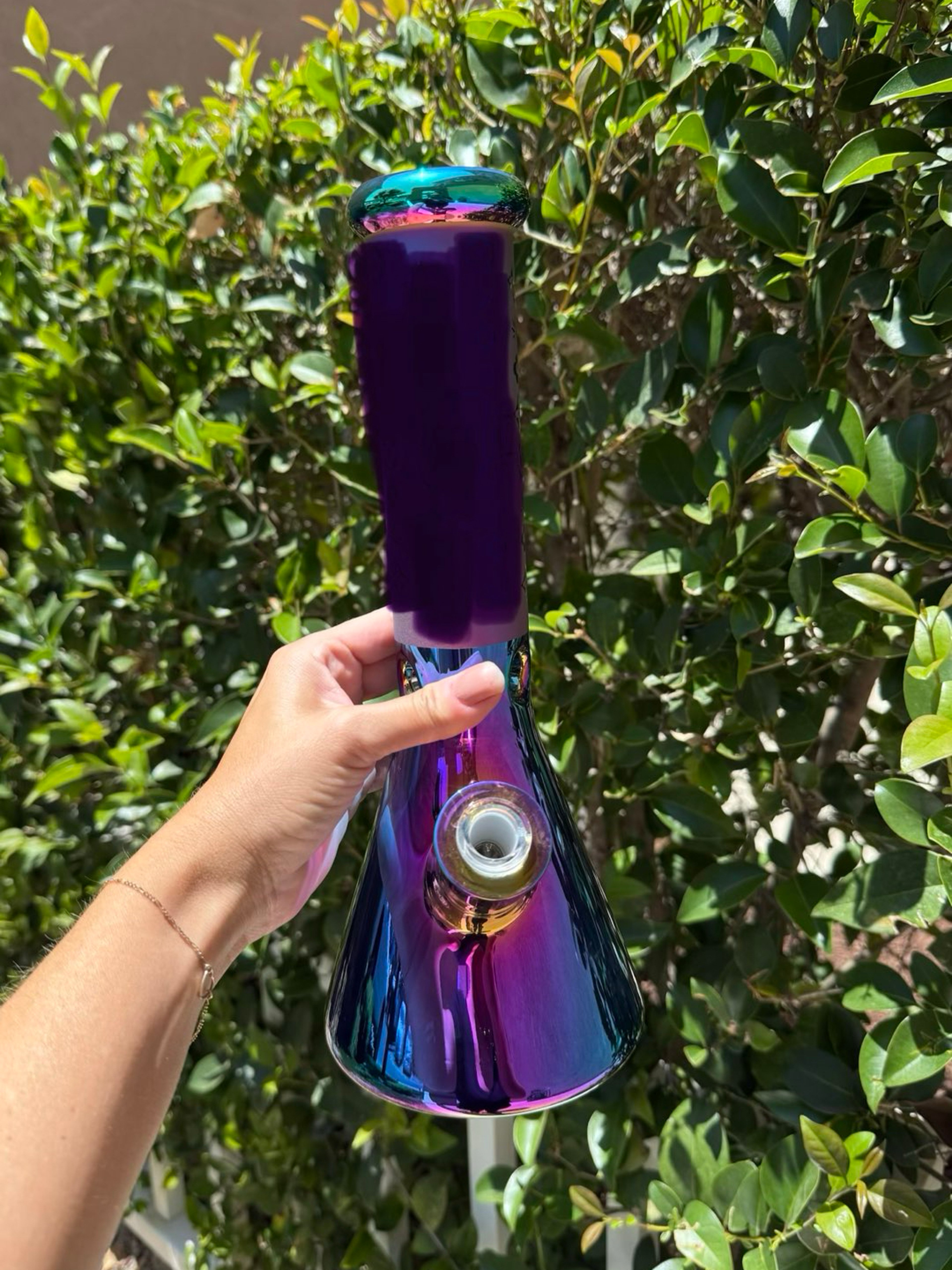 Mystery Rainbow Electroplated 12 in Beaker Bong image 0