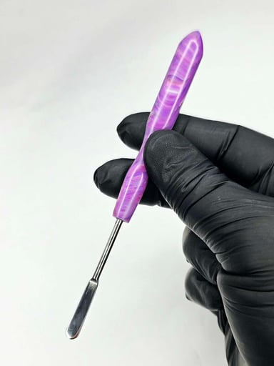 Preview pic of Violet Fiction - Dab Tool | Stainless Steel Tool | Recycled HDPE #2 Handle | Purple Swirl Wax Tool | The Mellow Box