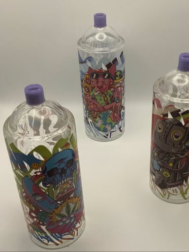 Preview pic of Pulsar Graffiti Series 7.5" Spray Paint Glass Herb Pipe Duo - SOURCE OF LIFE