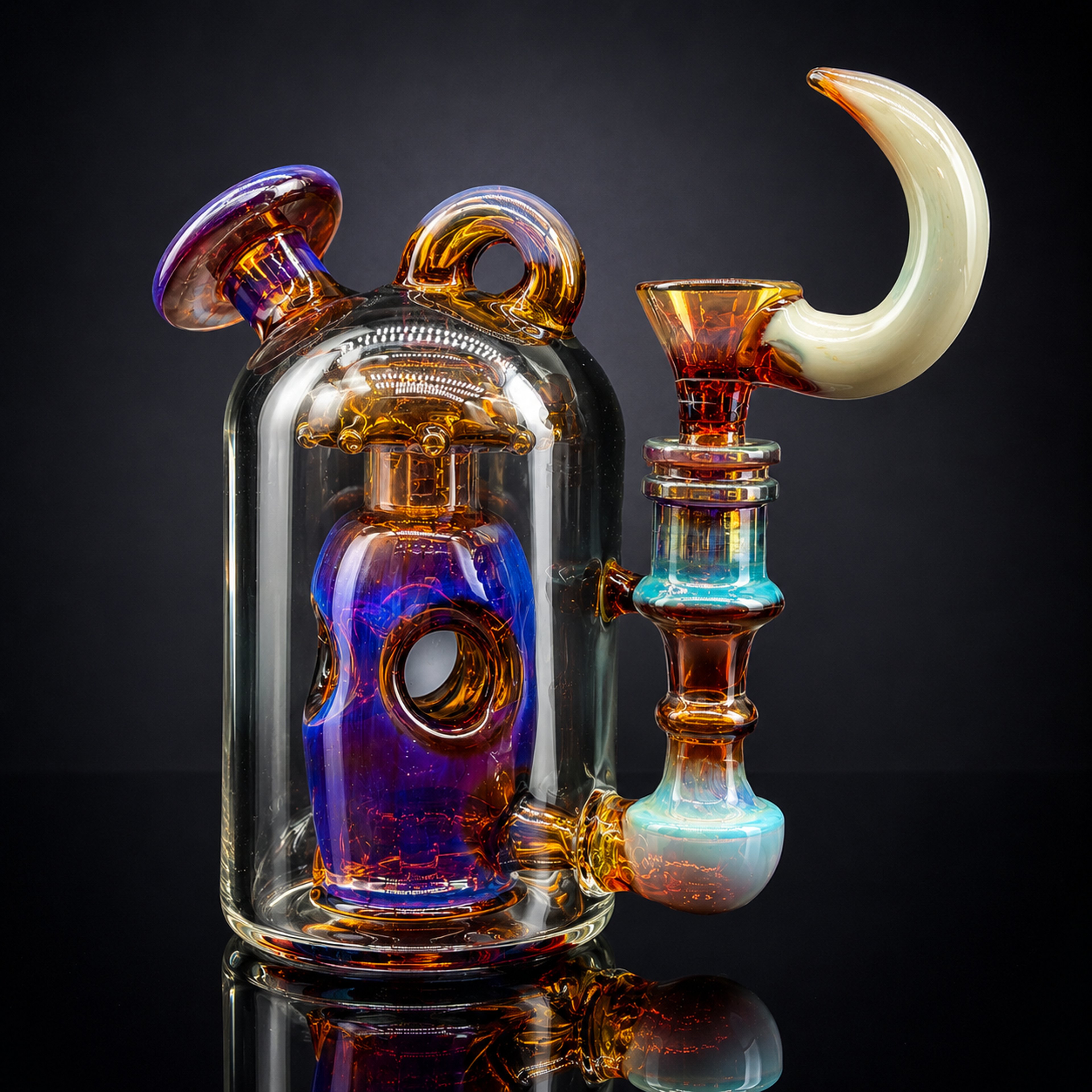 Rhinoceros Horn Recycler Bong 6" image 0