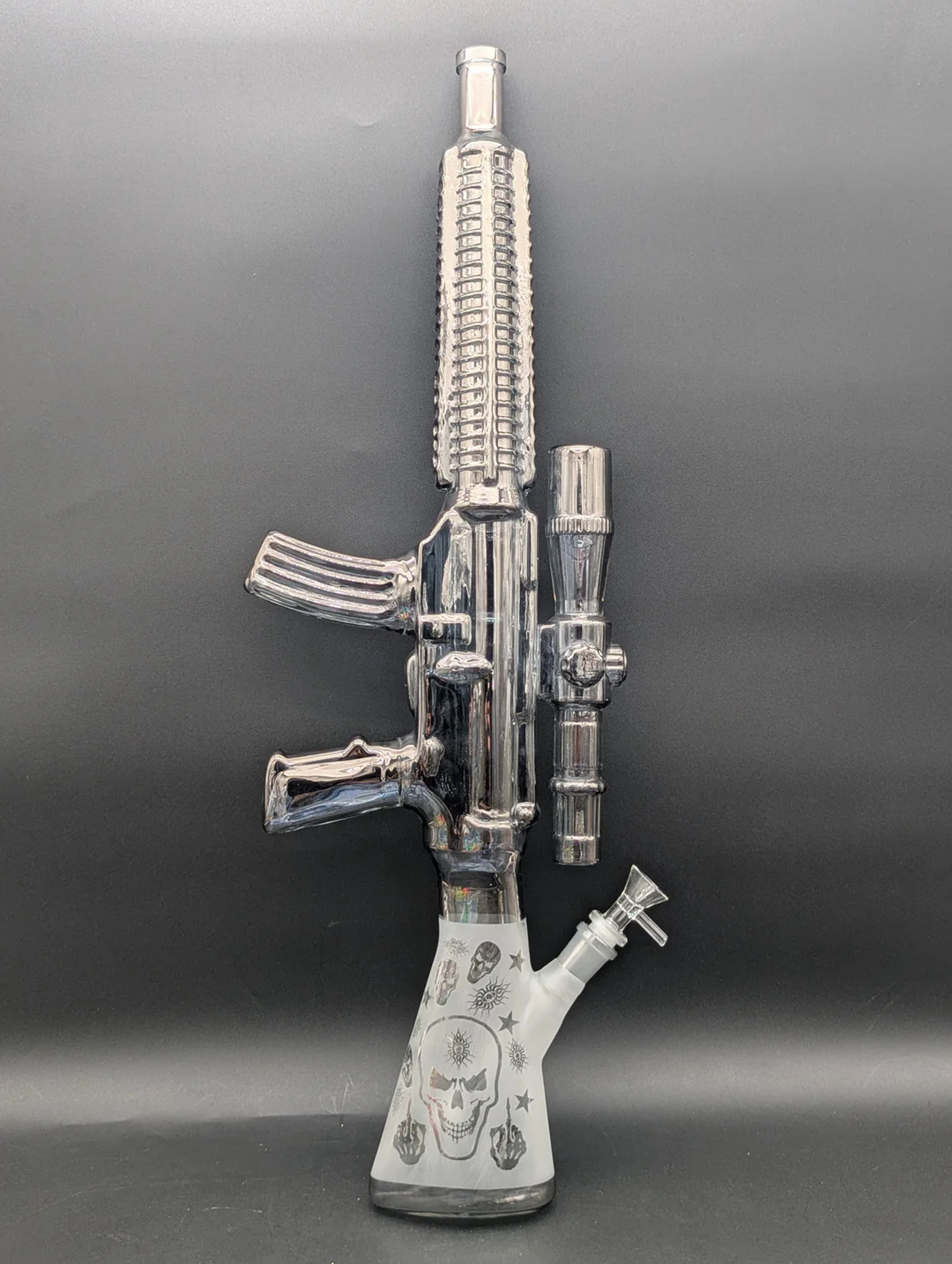 AR-15 GLASS SANDBLASTED GUN BONG 24" image 0