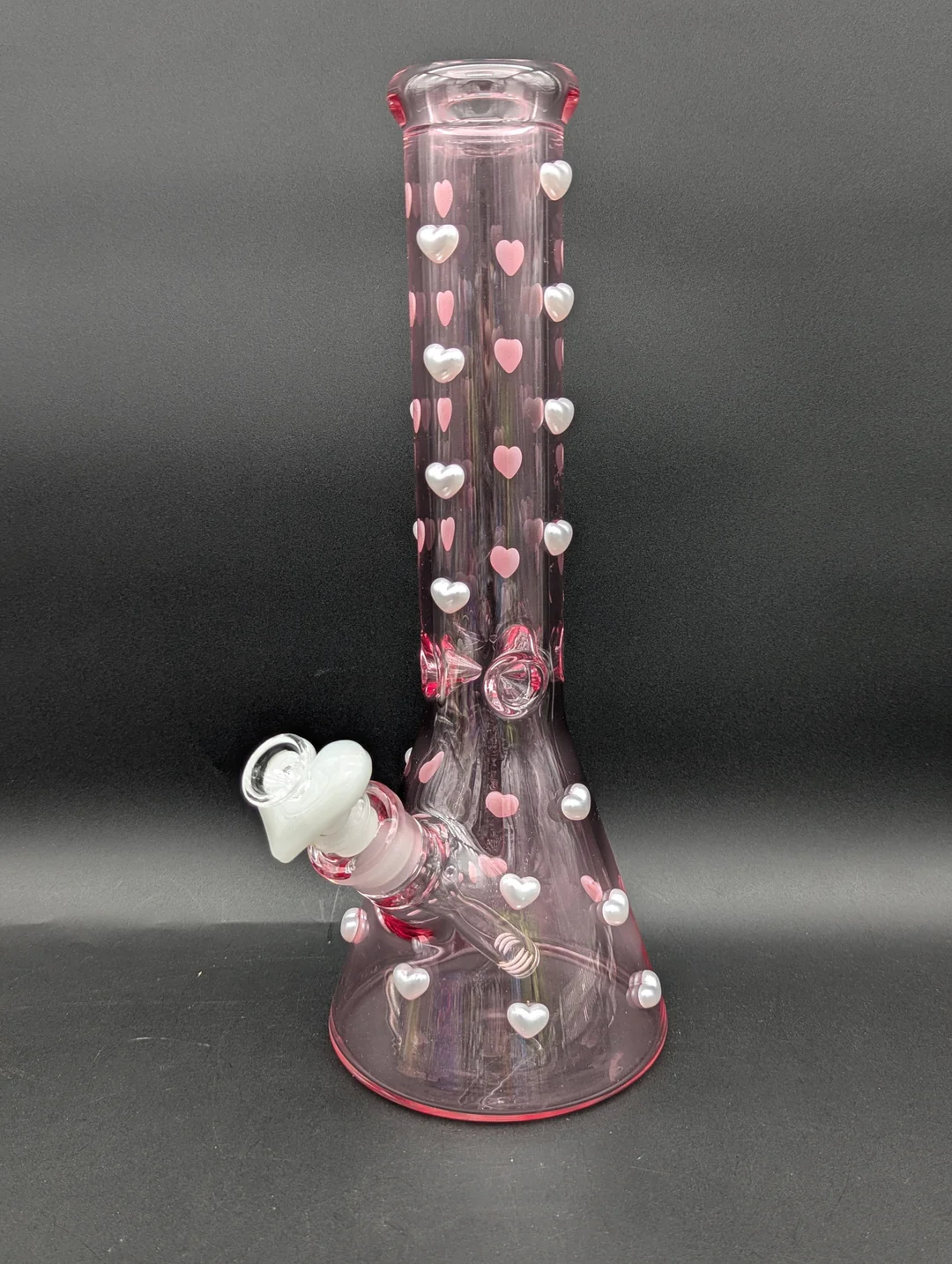 14" PINK PEARL HEART BEAKER BONG image 0