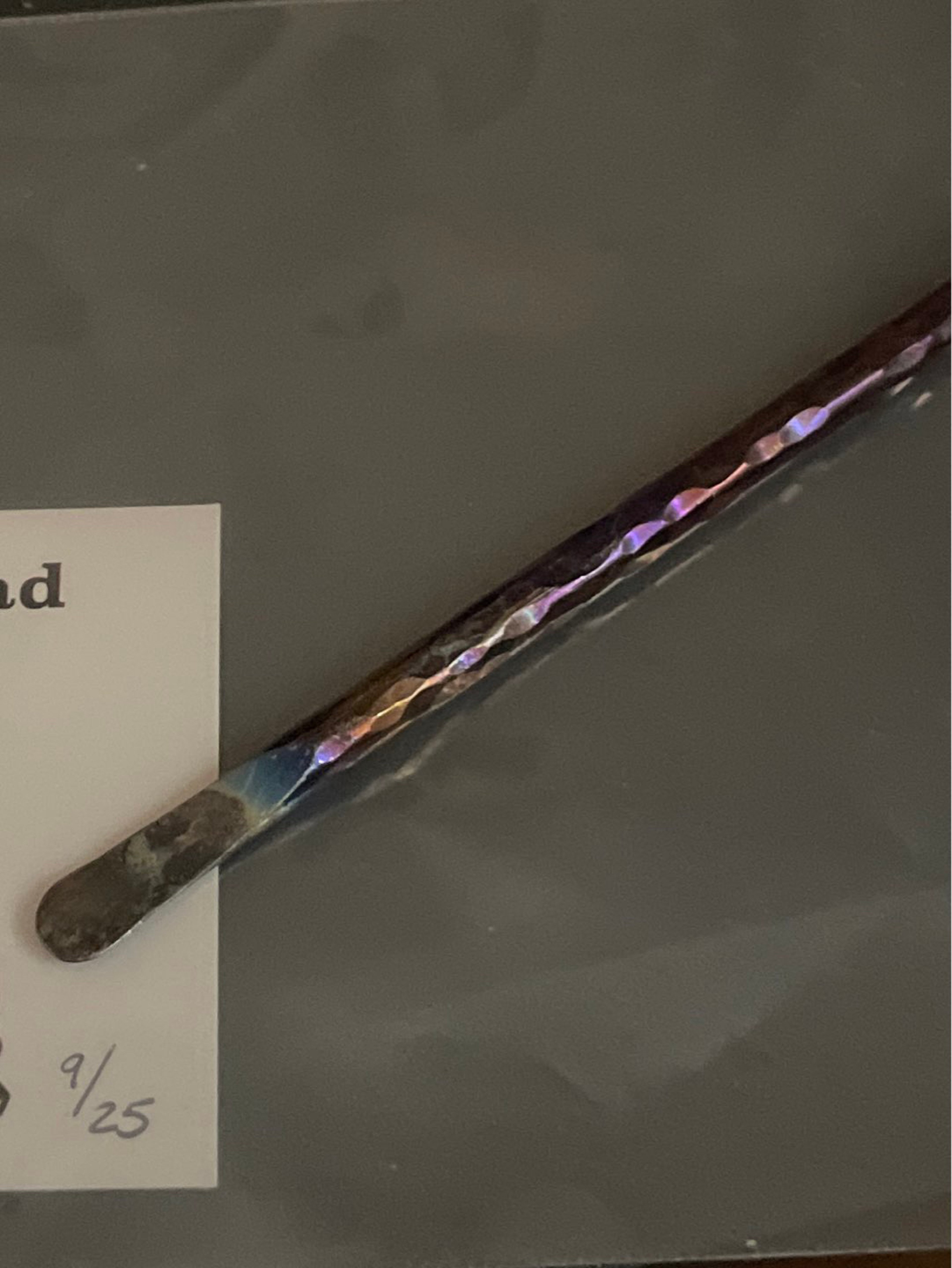 Preview pic of DunkinDabber hand hammered anodized titanium, limited to 25! Very thin titanium tip dab tool.