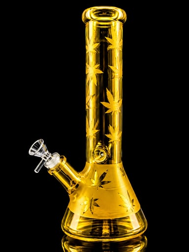 Preview pic of Yellow Rainbow Galaxy Beaker with Leaf 16"