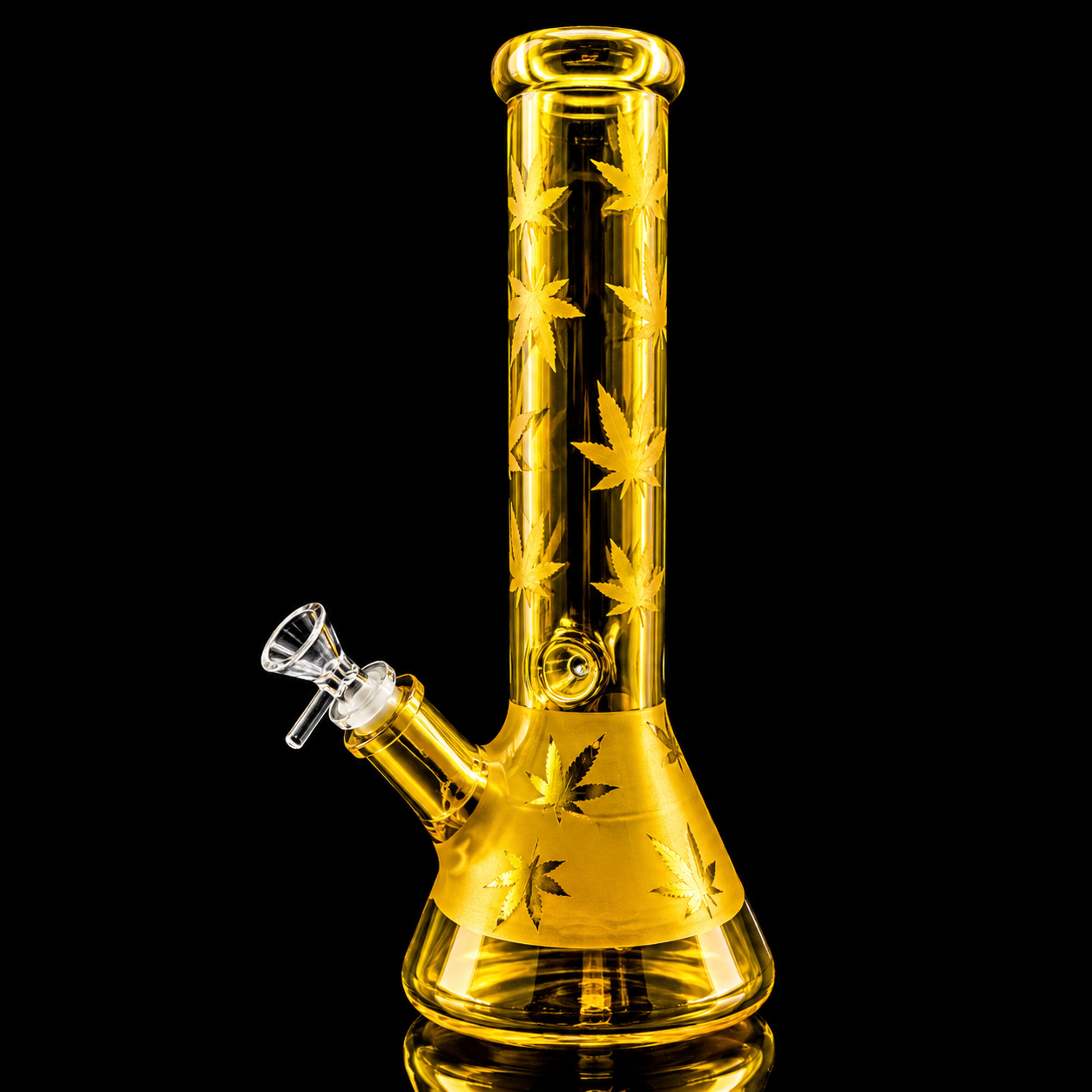 Preview pic of Yellow Rainbow Galaxy Beaker with Leaf 16"