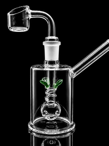 Preview pic of 5.5” Mini Glass Dab Rig with 14mm Quartz Banger – Clear Borosilicate Concentrate Rig