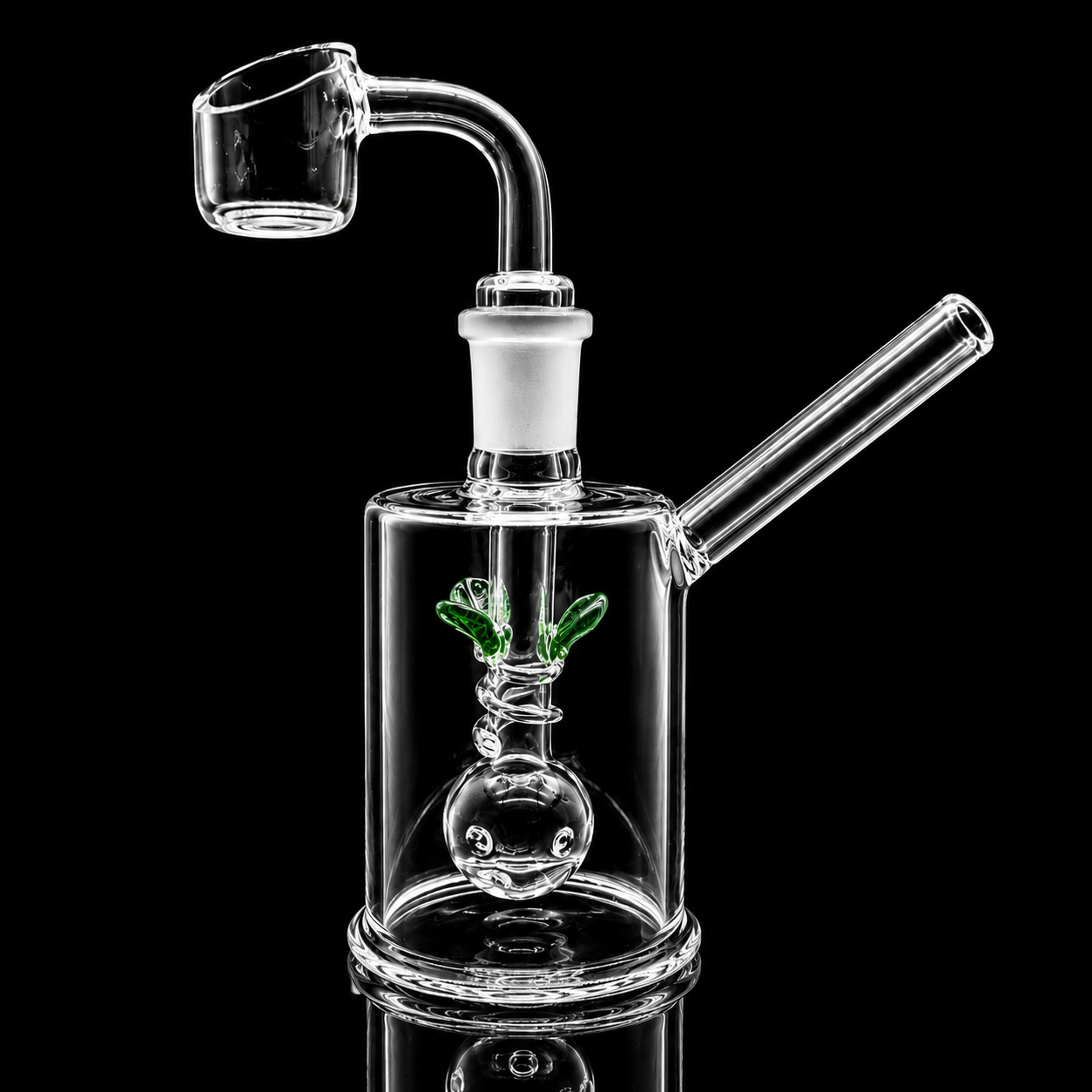 Preview pic of 5.5” Mini Glass Dab Rig with 14mm Quartz Banger – Clear Borosilicate Concentrate Rig