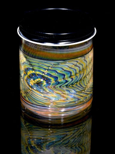 Preview pic of Josh Kaliber - Lidded Airtight XL Baller Jar - Bubbletrap Wrap & Rake w/ Swirl Base