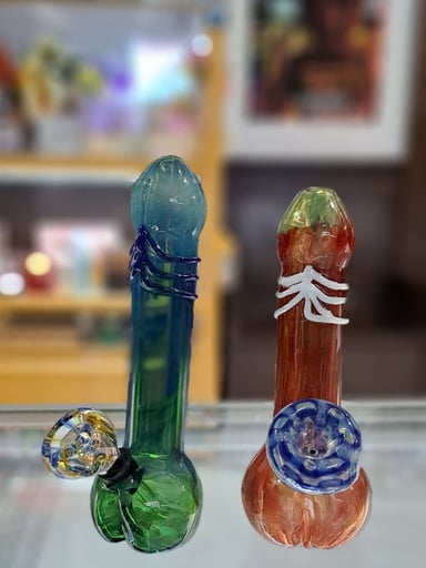 Preview pic of Penis Shaped Hand Blown Glass Pipe