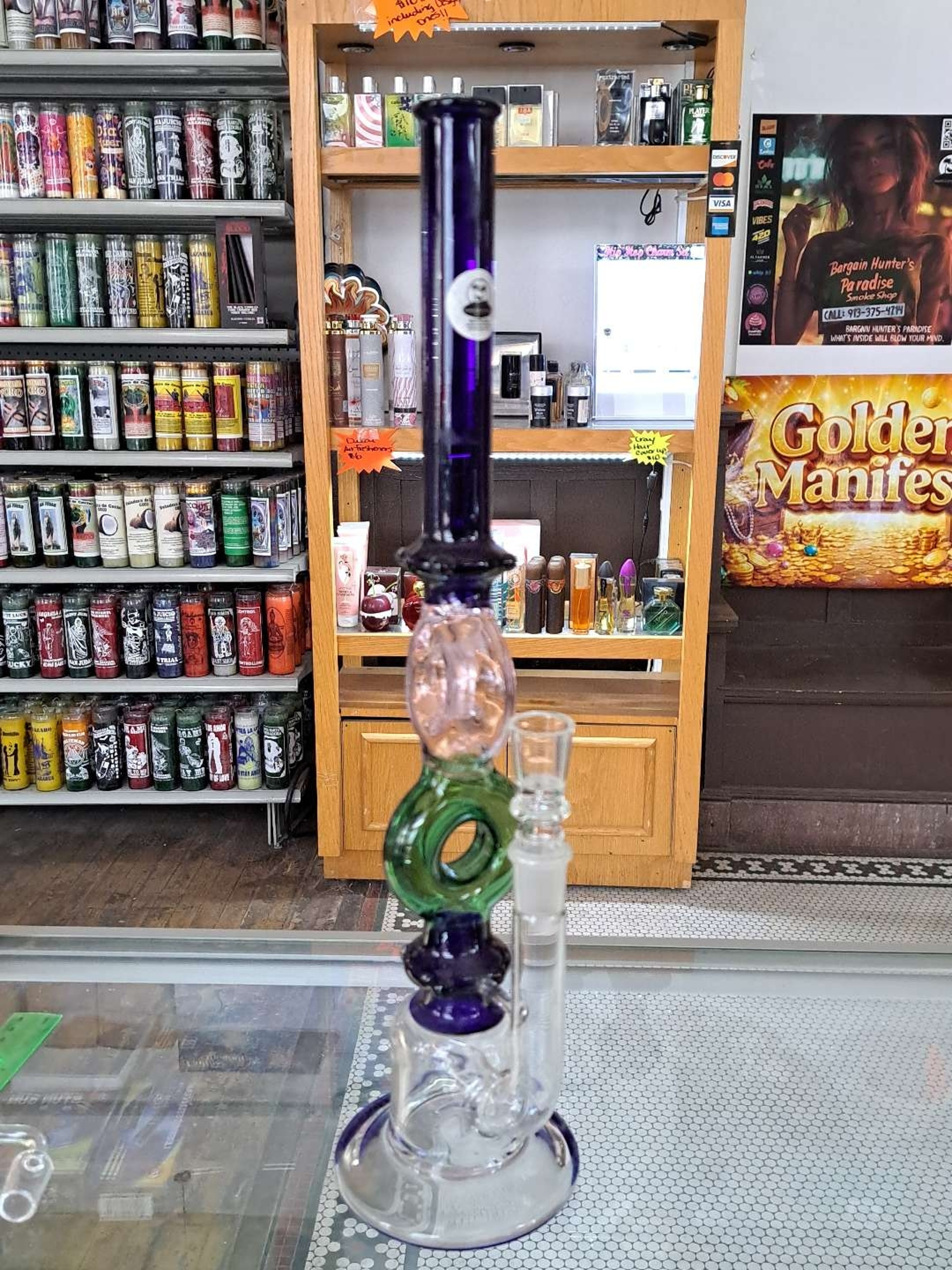 Preview pic of Blue Pink Green O's 18" Bong Bowl or Banger you choose