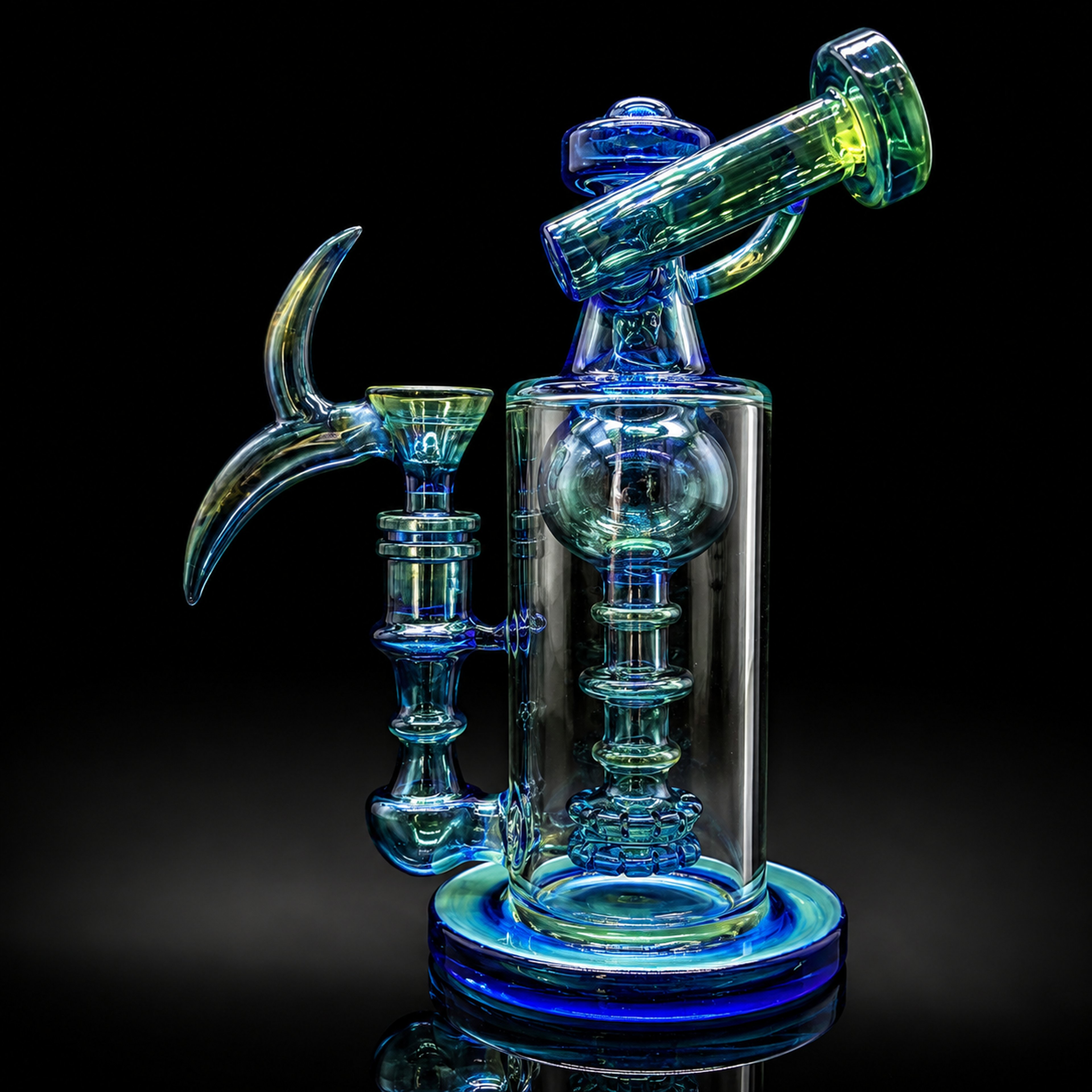 10” Recyclable Glass Bong with 14mm Horn Bowl – Hand-Blown Iridescent Art Piece image 0