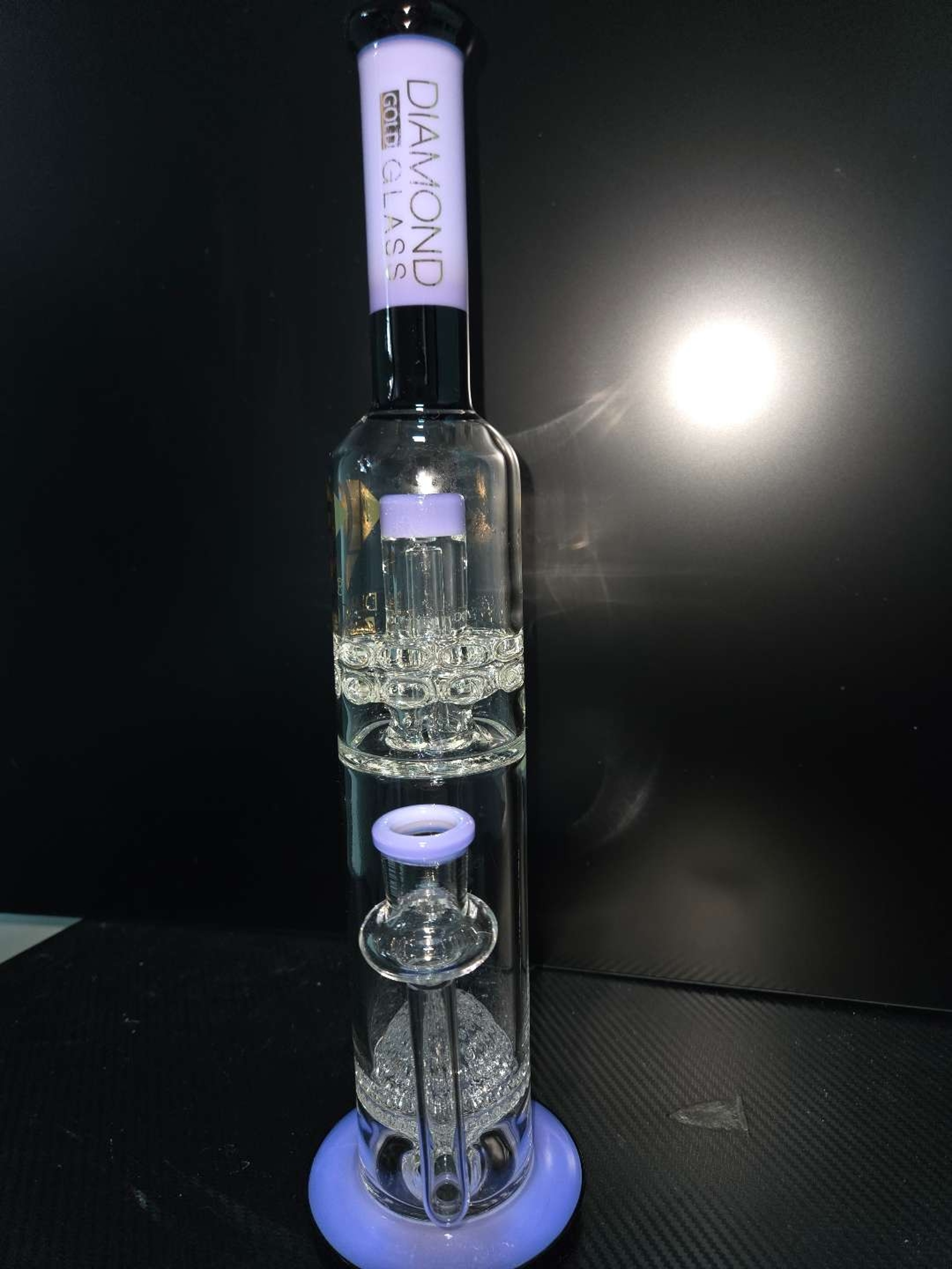 Preview pic of Diamond glass ball perc to dbl rachet 16"