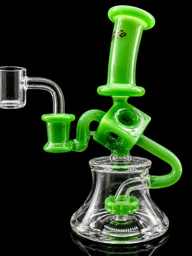 Preview pic of Topoo 7” Dice Recycler Dab Rig – Showerhead Perc Glass Rig with 14mm Quartz Banger