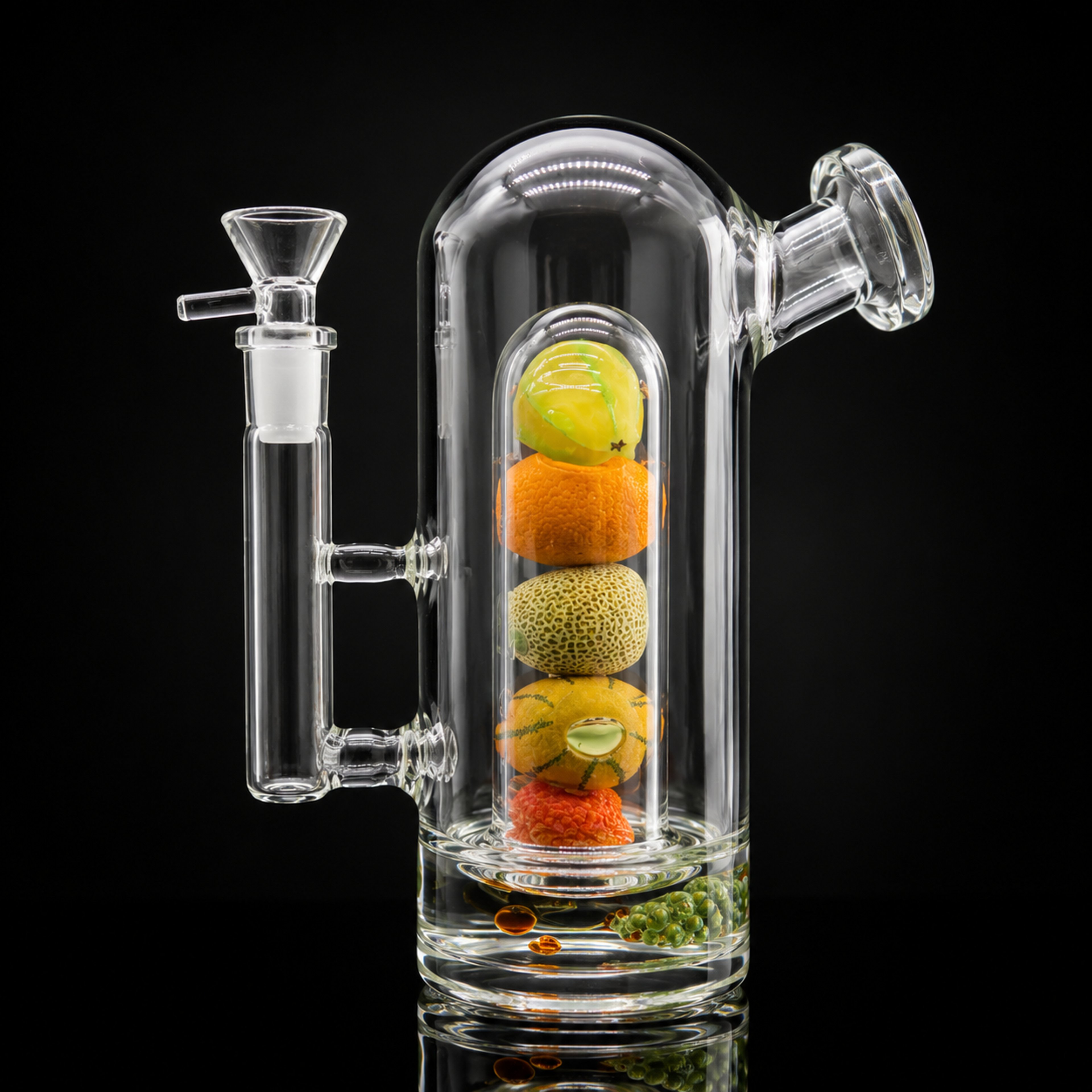 8” Fruit Tower Straight Tube Bong – Thick Glass Water Pipe with 14mm Bowl image 0