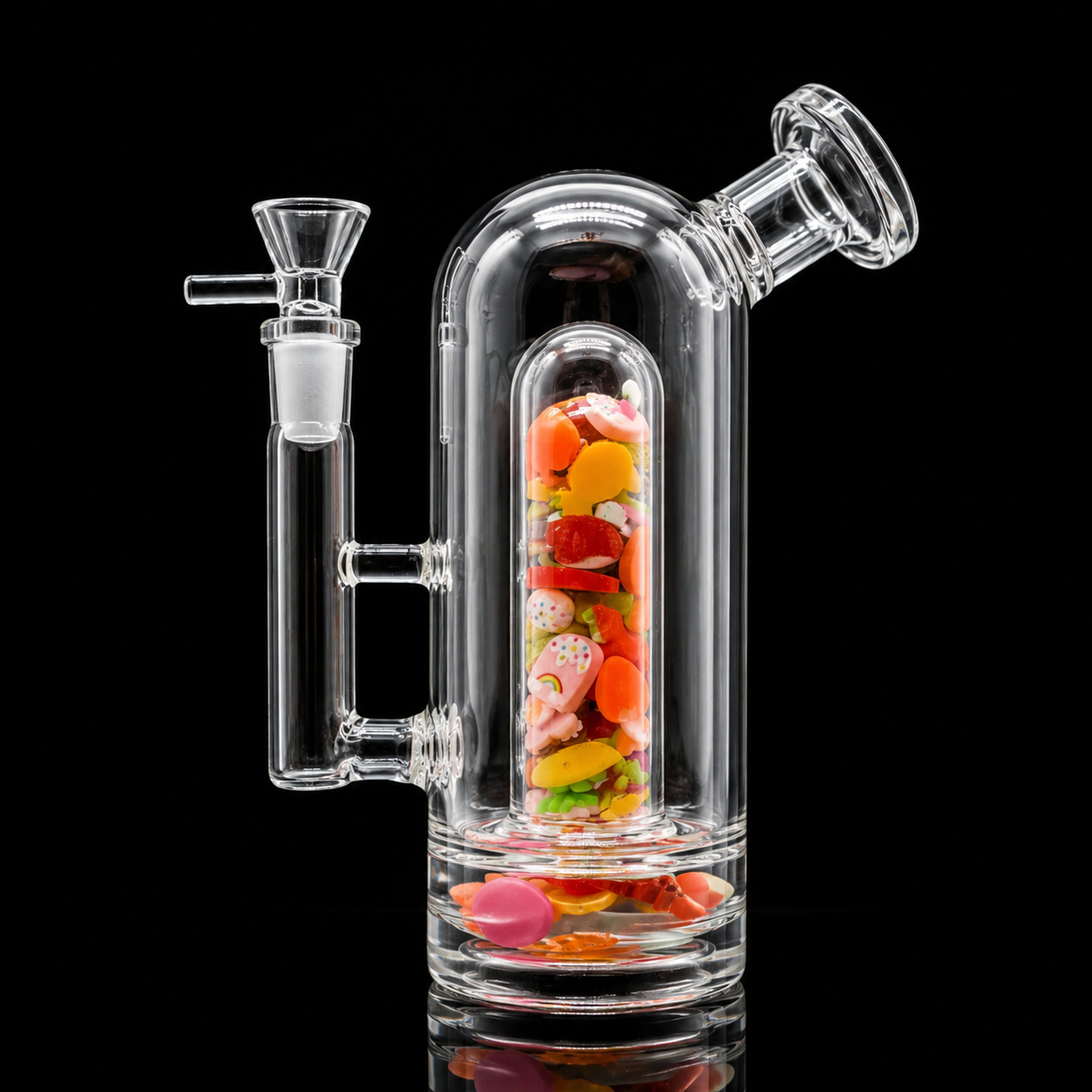 8” Candy Tower Straight Tube Bong – Thick Glass Water Pipe with 14mm Bowl image 0