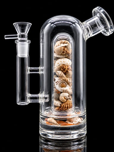 Preview pic of 8” Seashell Tower Straight Tube Bong – Ocean-Themed Glass Water Pipe with 14mm Bowl
