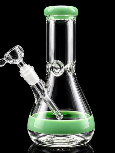 Preview pic of 9” Mini Beaker Bong – Thick Glass Water Pipe with 14mm Bowl & Downstem | Mint Green