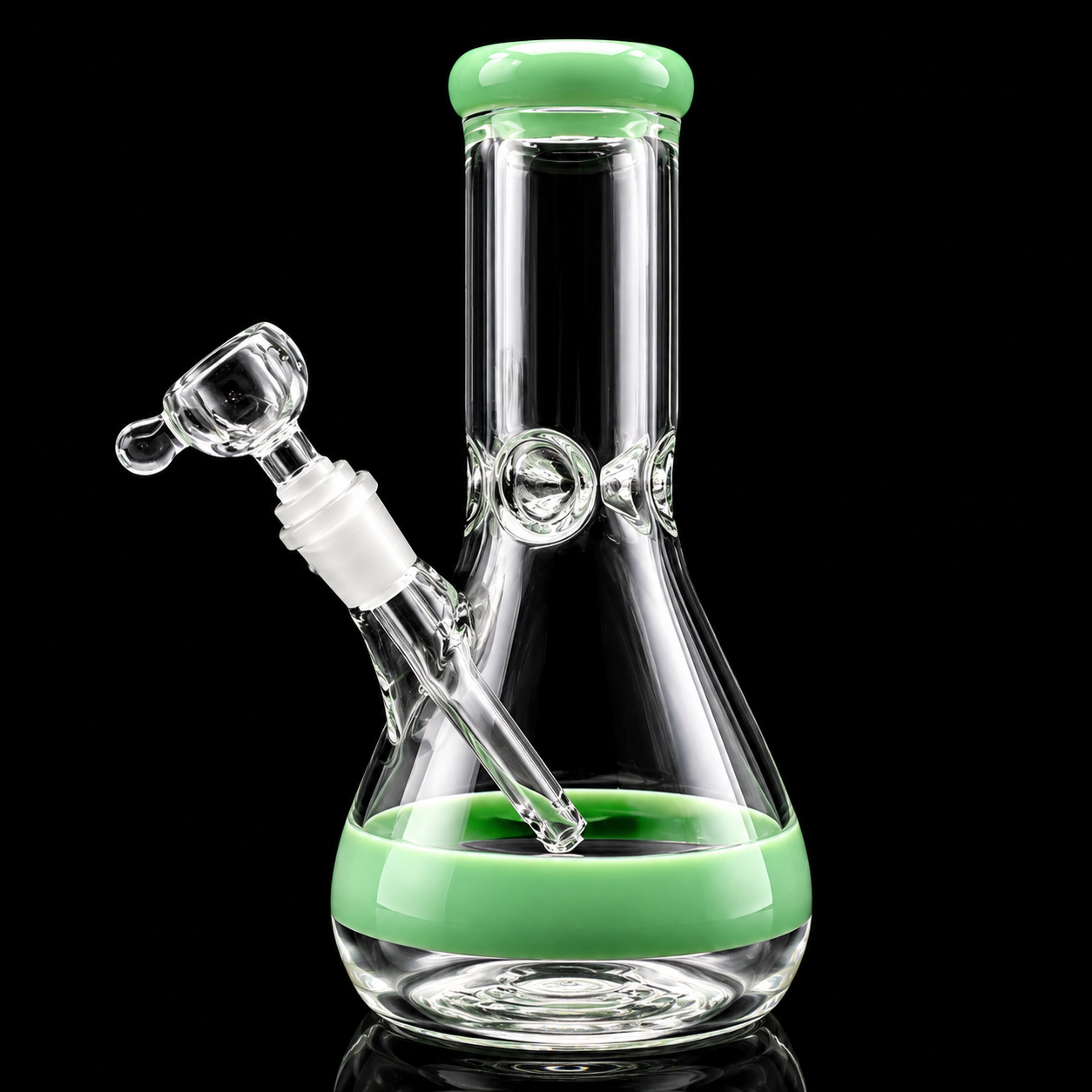 9” Mini Beaker Bong – Thick Glass Water Pipe with 14mm Bowl & Downstem | Mint Green image 0