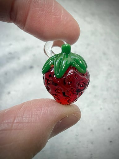 Preview pic of Handblown Strawberry Glass Pendant by Renee Patula