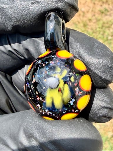 Preview pic of Among us Pikachu crushed opal dot stack pendant