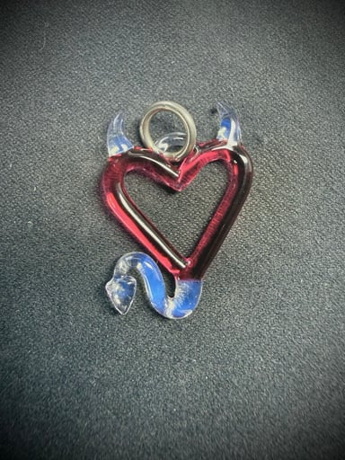 Preview pic of Color Shifting Glass Devil Heart Pendant by Anthea Glass