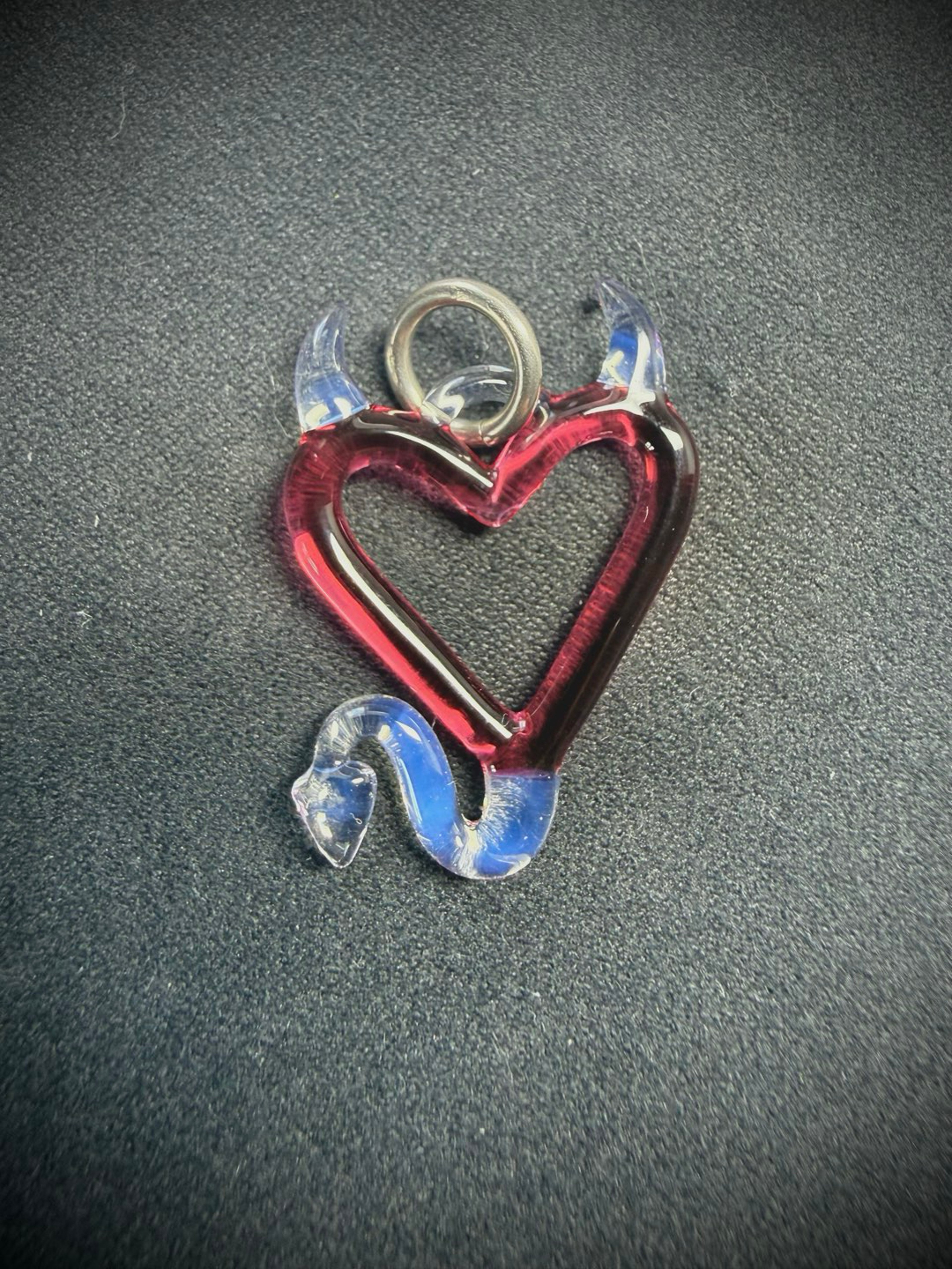 Preview pic of Color Shifting Glass Devil Heart Pendant by Anthea Glass