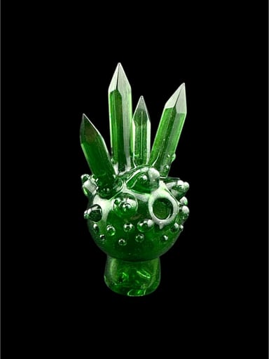 Preview pic of Brand New Based Glass Green Crystal Growth Spinner Bubble Carb Cap